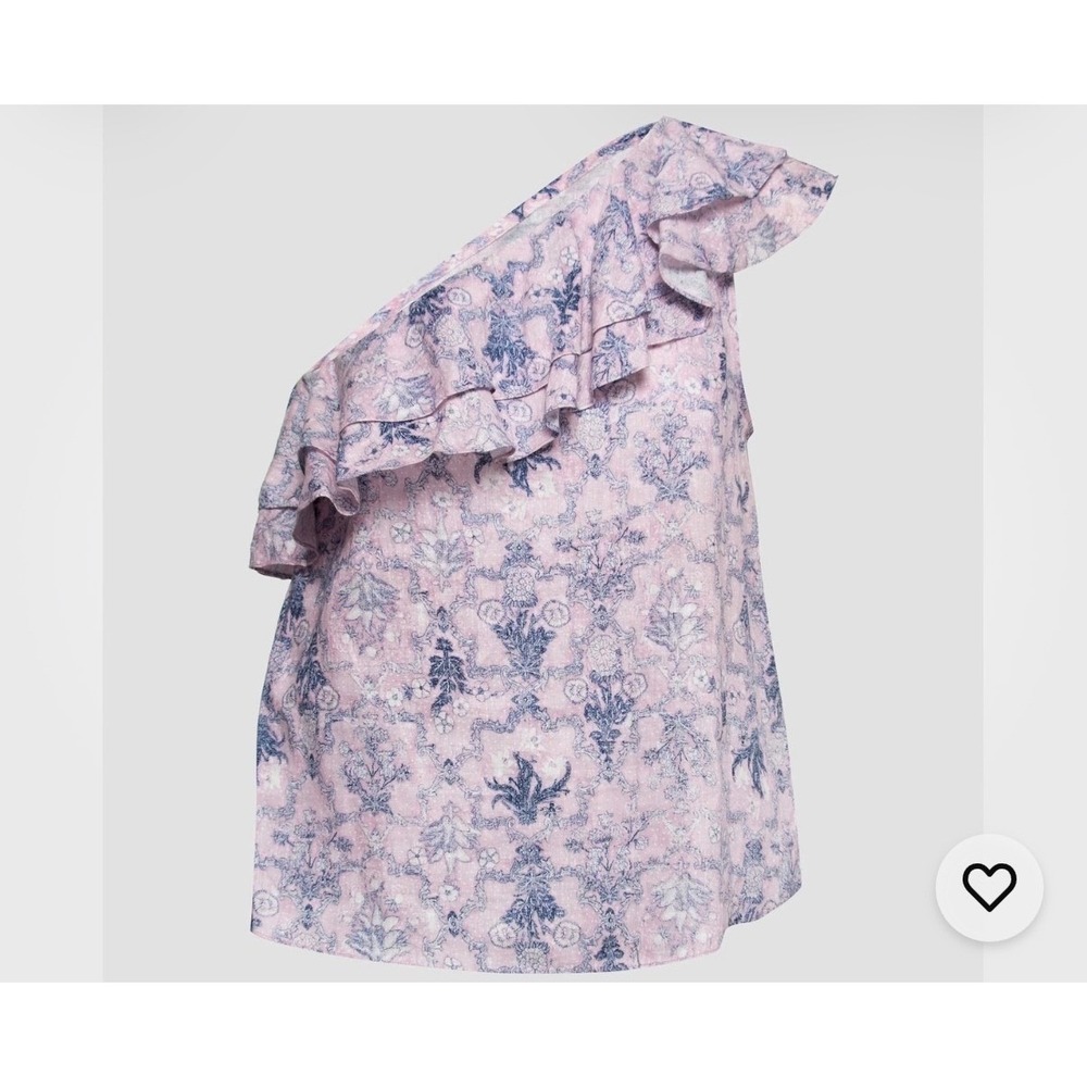 NWT‎ Isabel Marant Etoile Garuva One Shoulder Linen Ruffle Top Floral Chic 38
